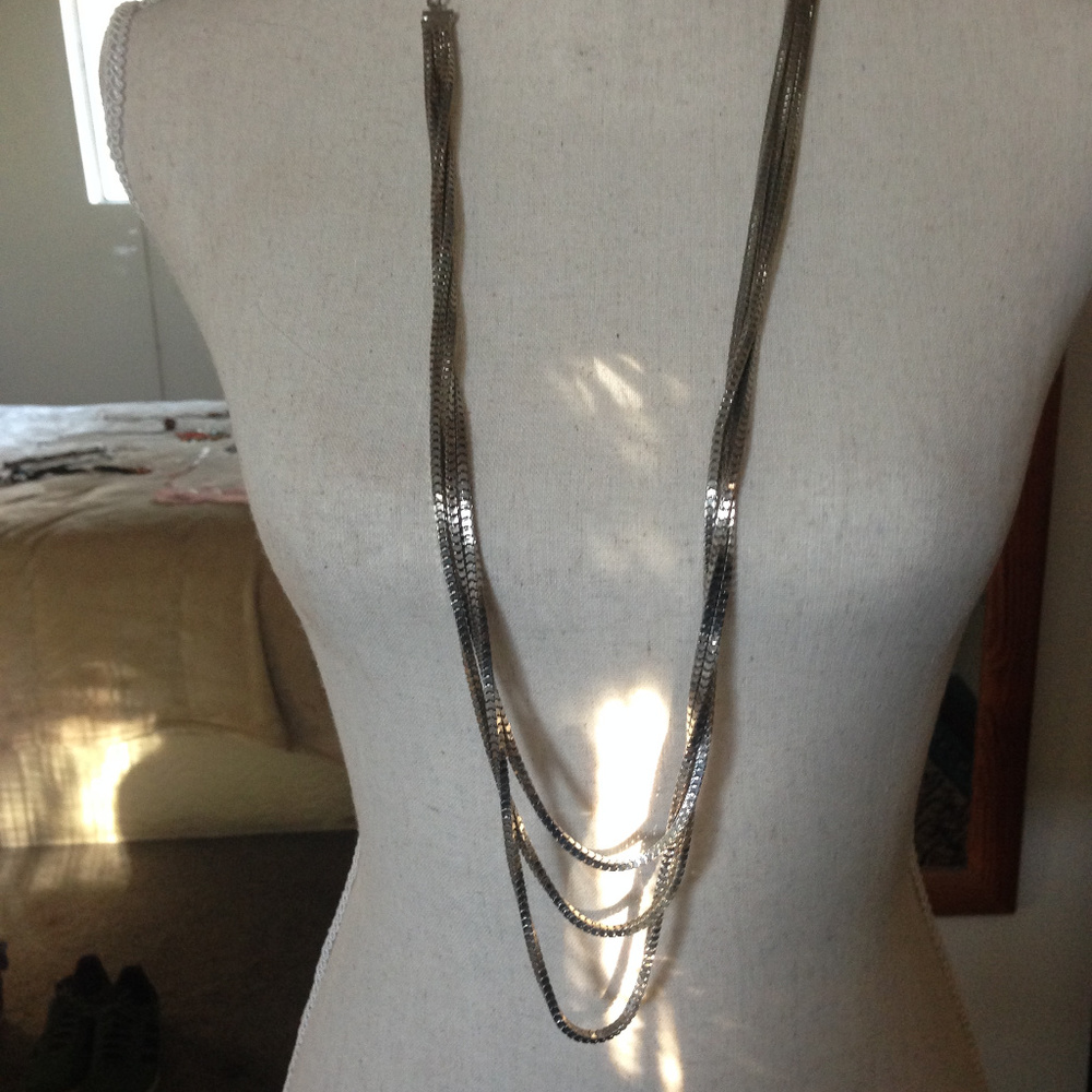 Long Silver Chain Necklace